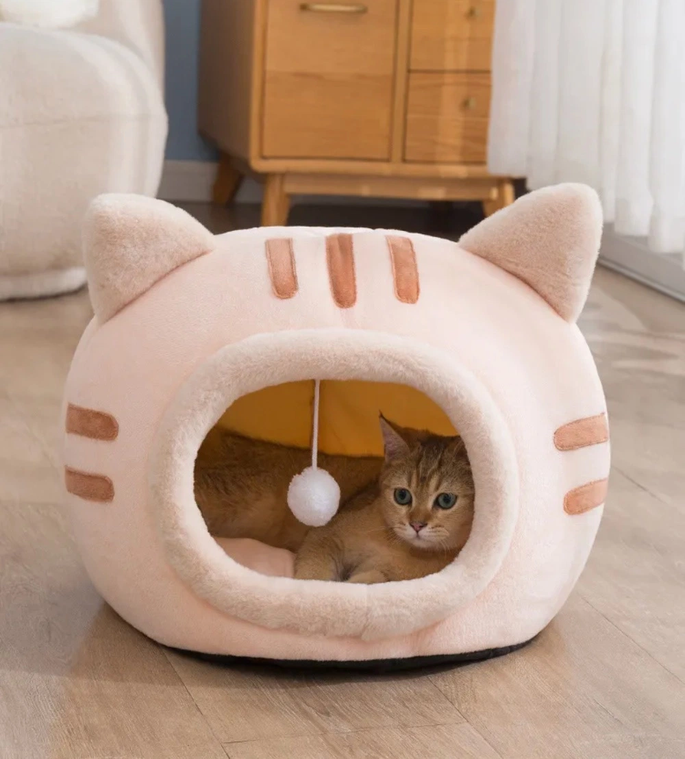 Hot vendendo inverno quente bonito gato cabeça forma Bed Nest Para cães e gatos pequenos