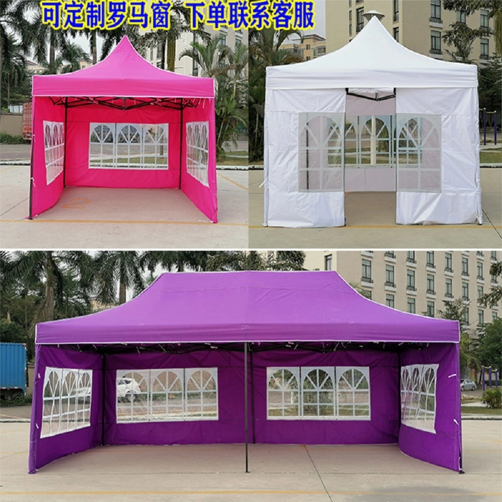 Portable Pop-up Gazebo Stall Tent with Roman Transparent Window for Outdoor Activities, Sidewalk Portable Tent Bl17599