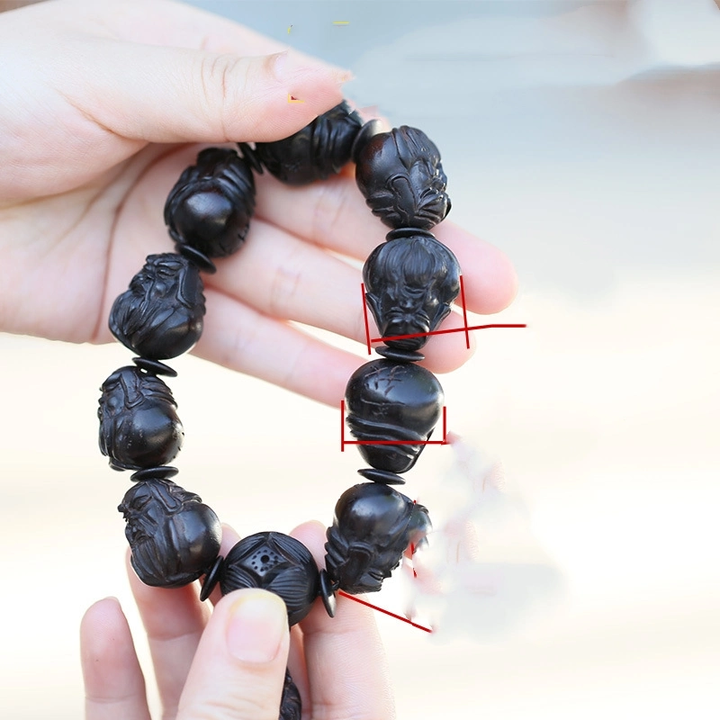 Fine Ebony Buddha Beads Bracelet Sandalwood Handmade Vintage Ebony