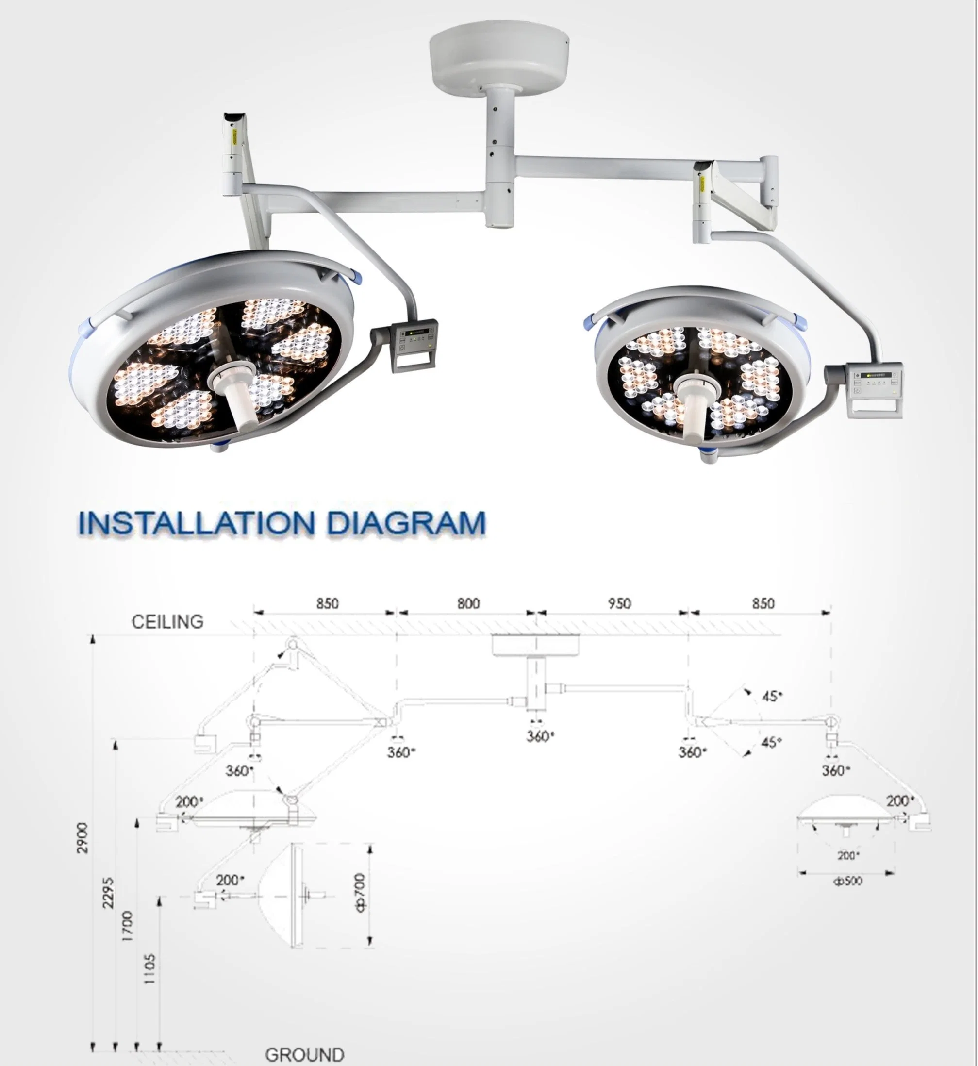 Medical Ceiling Surgical Shadowless LED Lamp Hospital Examination Light (180PCS bulbs)