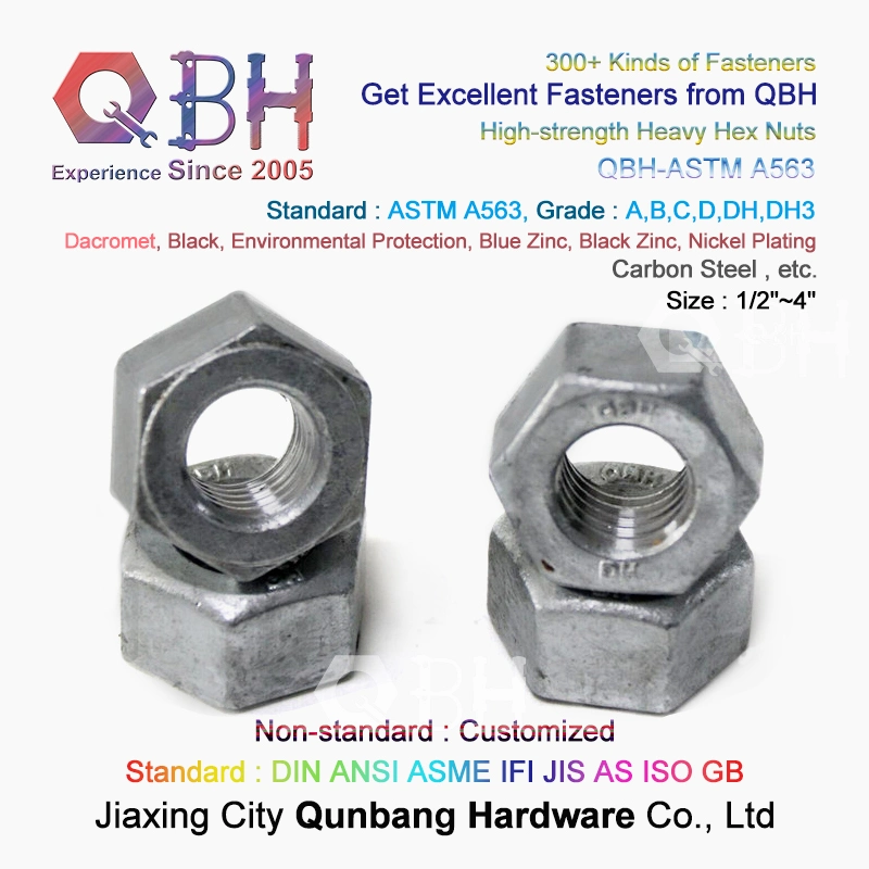 Qbh ASTM A563/A563m A Grade Steel Sturcture Prefabricated Building H. D. G. Hot DIP Galvanizing Carbon Steel High-Strength Heavy Hexangular Sexangular Nut