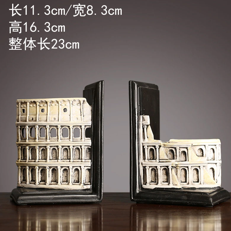 Antique Resin Triumphal Arch Bookends Polyresin The Leaning Tower of Pisa Building Book Holder Colosseo Statue Bookends