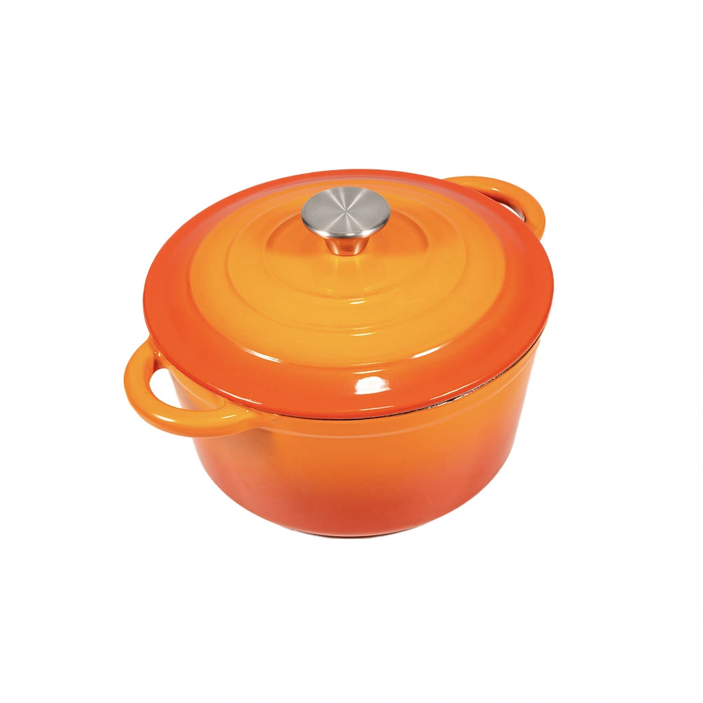 Gradient Orange Stainless Steel Lid Handle Cast Iron Enamel Cookware Dutch Oven