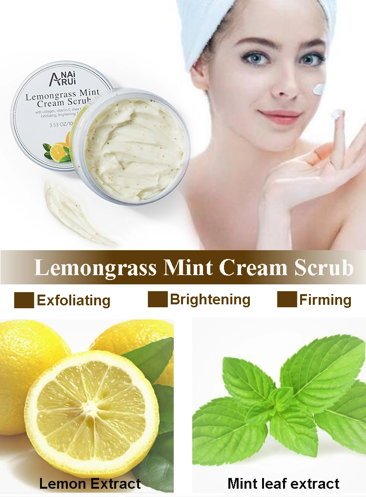 Private Label Face and Body Exfoliating Scrub Lemongrass Mint Facial Herbal Scrub