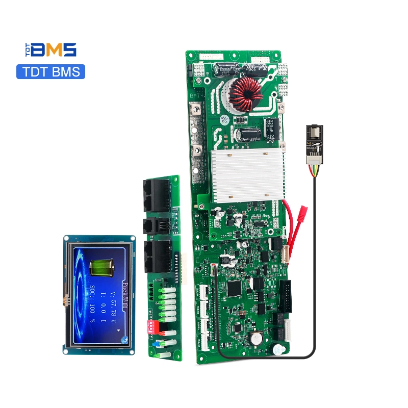 Tdt 8s 15s 16s 100A 200A 24V 48V LiFePO4 Lithium Battery Protection Board LFP Cell Balance Integrated Circuits Smart LCD RS485 Can Bt RS232 BMS