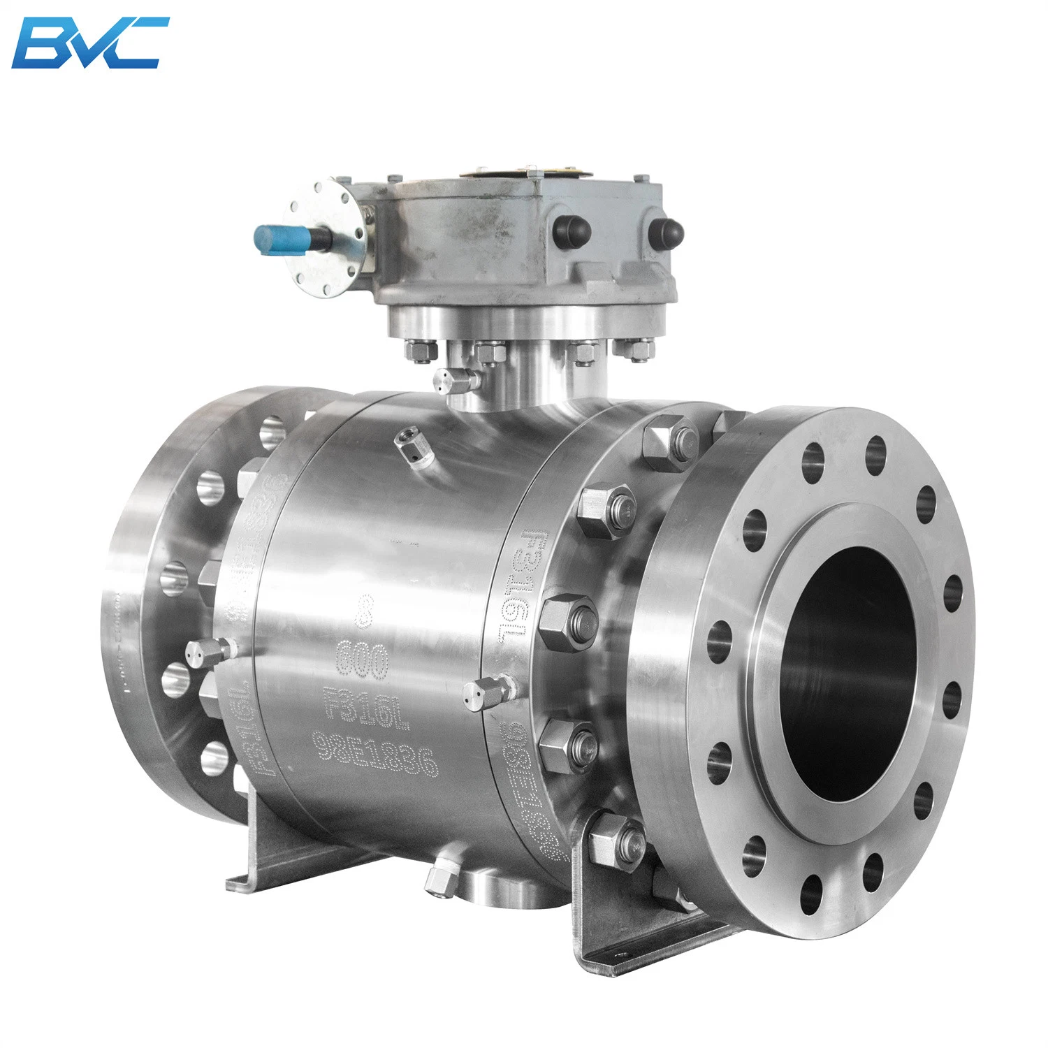 API6d 3PC Stainless Steel F316L Flanged Ends Trunnion Mounted Ball Valve