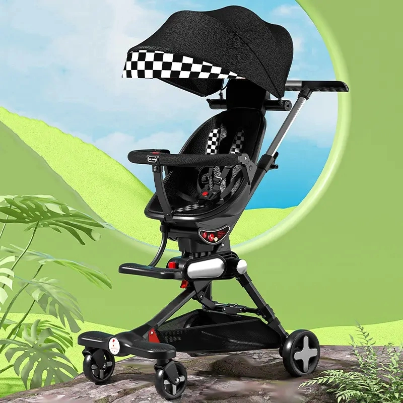 New High Landscape Baby Walker Artifact Can Sit Can Lie Baby Strollers Comfortable Eggshell Lightweight One Button Folding