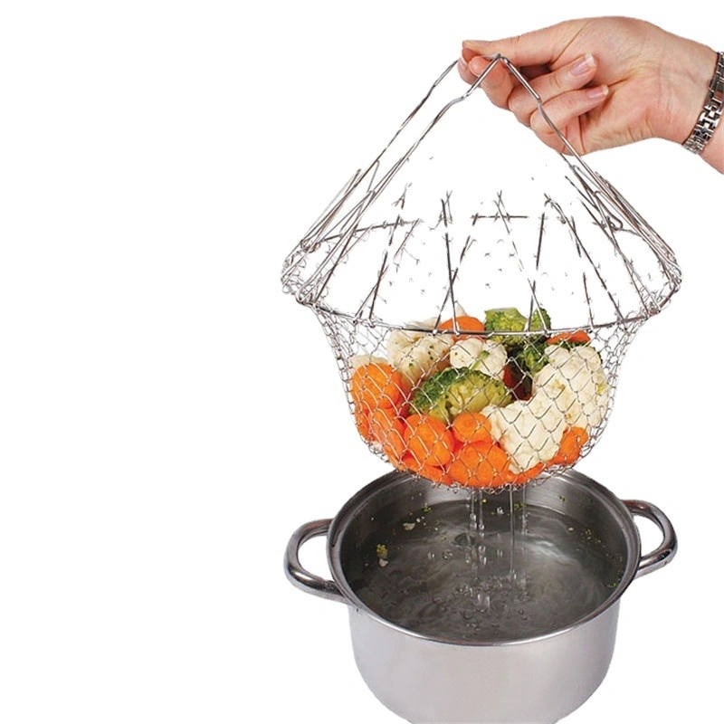 Mingwei Stainless Steel Foldable Fry Basket, Frying Tool for French Fries and Chicken, Kitchen Accessories