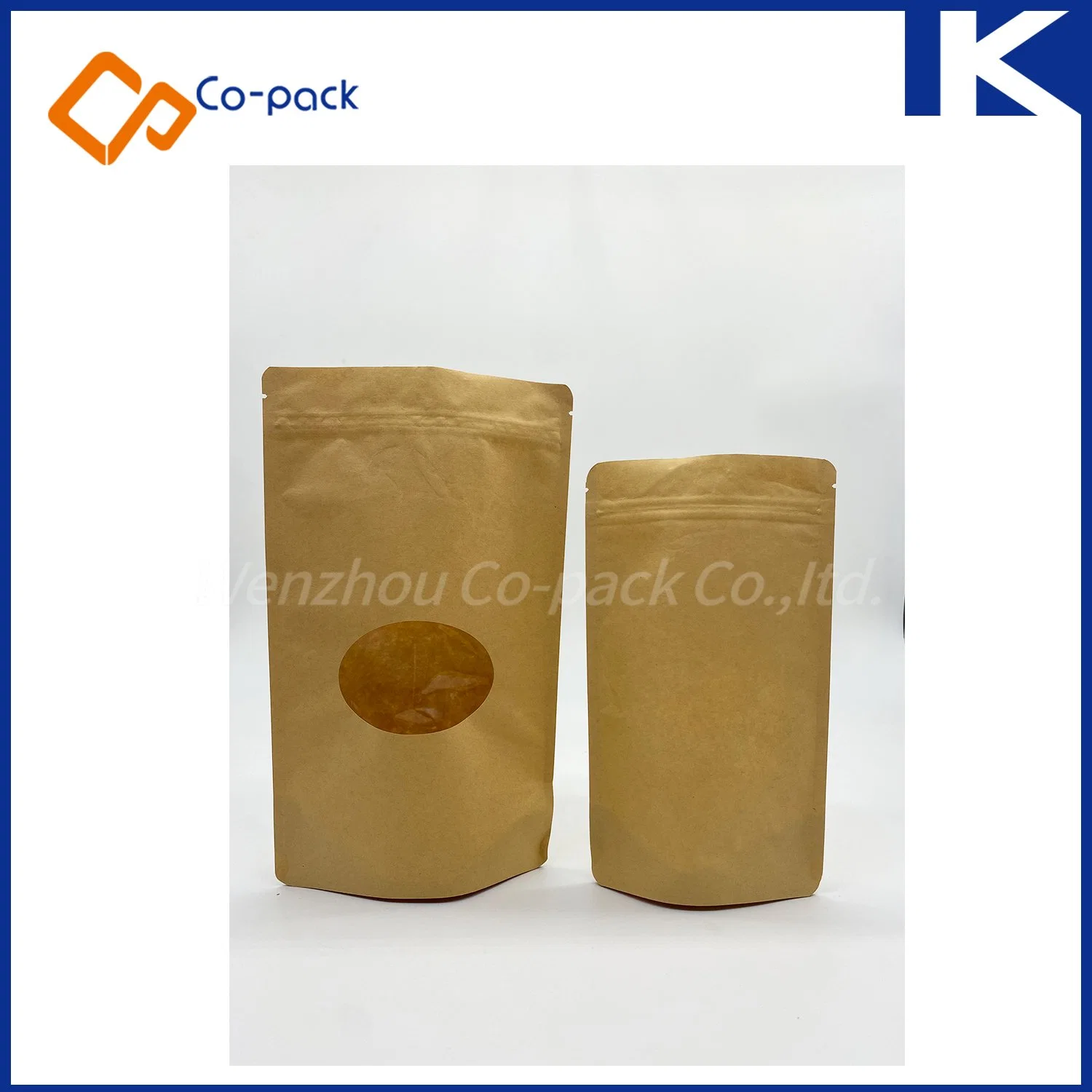 Eco-Friendly Kraft Biodegradable Stand up Pouch Resealable Food Packaging Bag