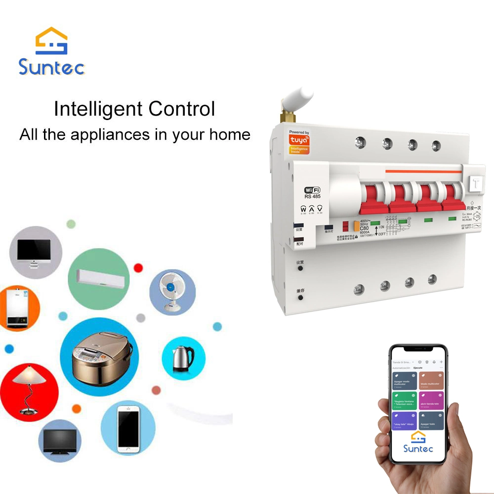 Hot Selling Tuya Smart WiFi Metering Residual Current Operated Circuit Breaker (RCBO)