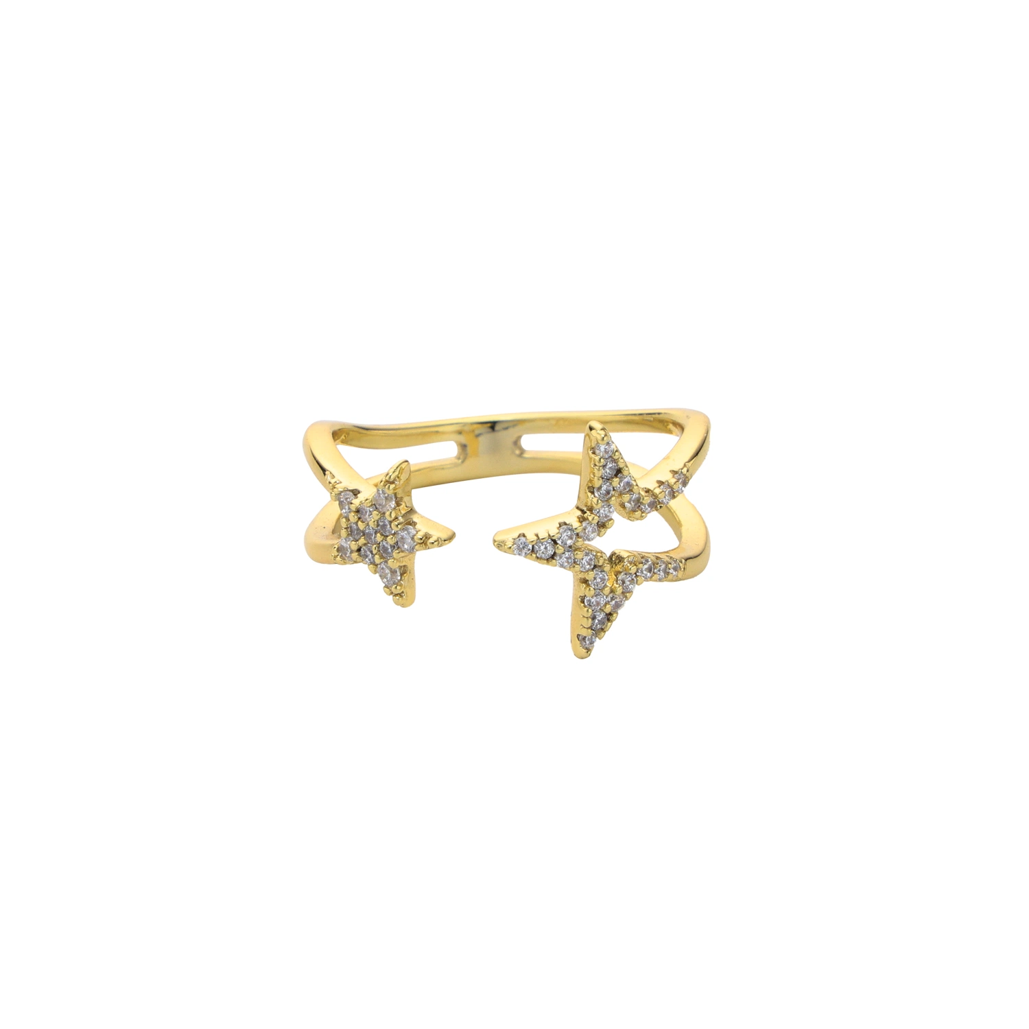 Hot Custom 18kt Gold Fashion Silver Jewellery Cubic Zirconia Starfish Ring Wholesale