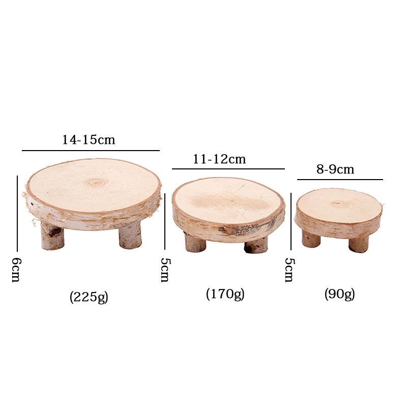 Set of 3 Round Wooden Handcrafts Table DIY Home Garden Decoration