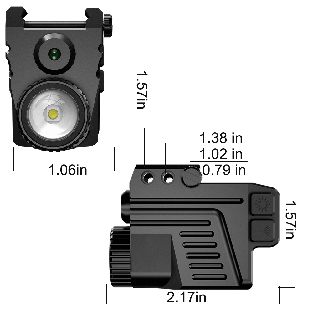 Taktische grüne DOT Laser Sight Typ-C wiederaufladbare Waffe Taschenlampe unter Montieren Sie das Strahlrohr für die Pistole mit 20-21mm Schiene