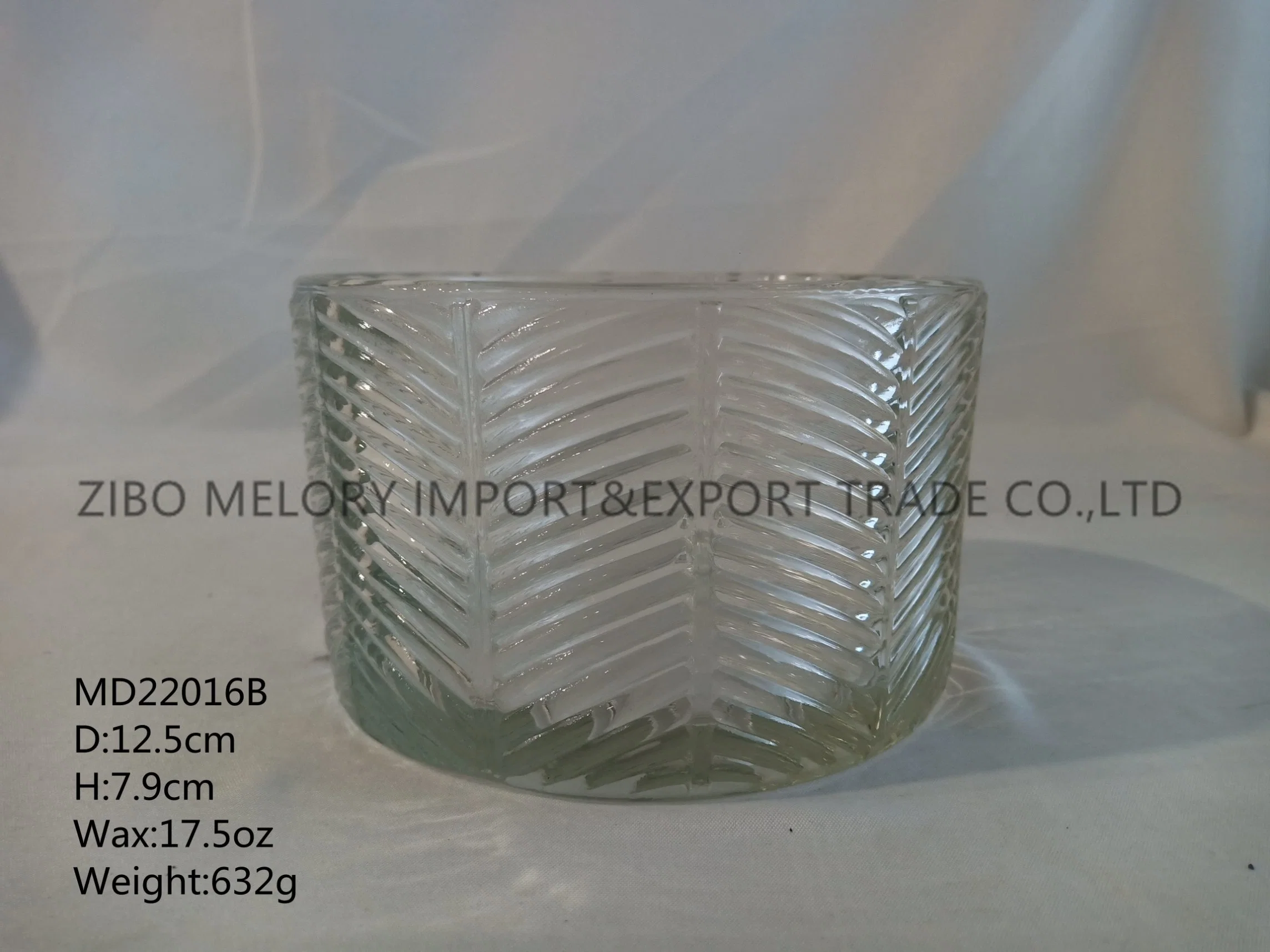 Bowl-Shaped Wax Cup/Glass Candle Holder with Leaf Vein Pattern