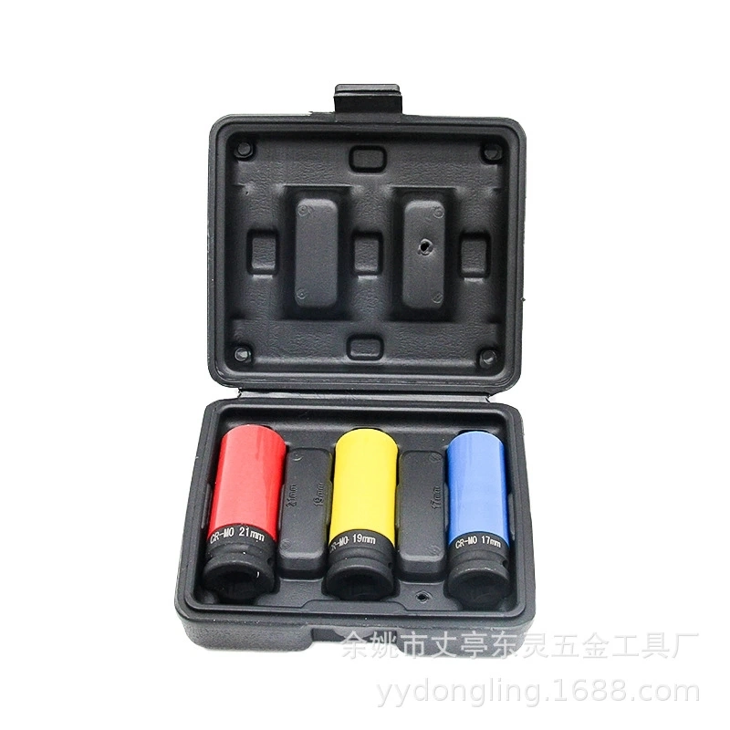 3PCS High quality/High cost performance  CRV Material Customized Colorful 1/2" Impact Socket Sets Tire Protection Impact with Black Box Packed