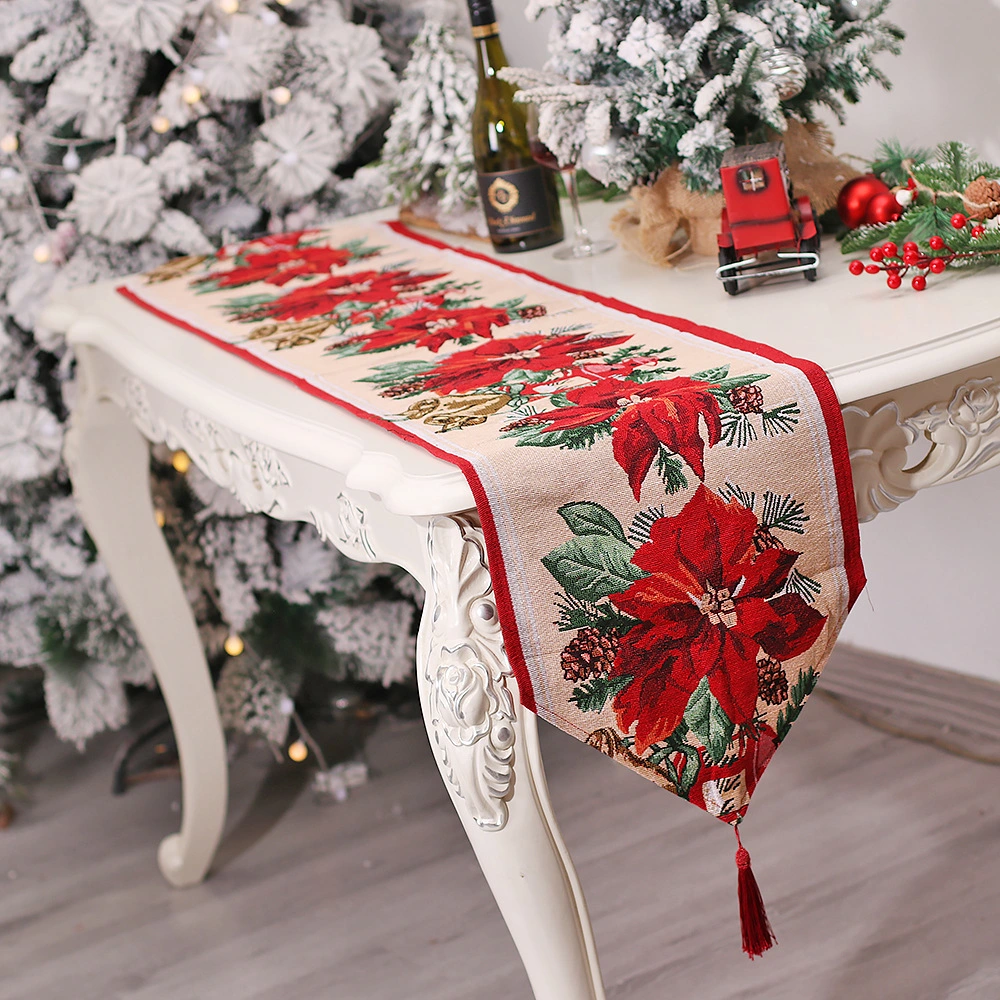 Christmas Cross-Border New Kitchen Table Dress up Props Knitted Cloth Tassel Table Flag Insulation Pad Cartoon Tablecloth