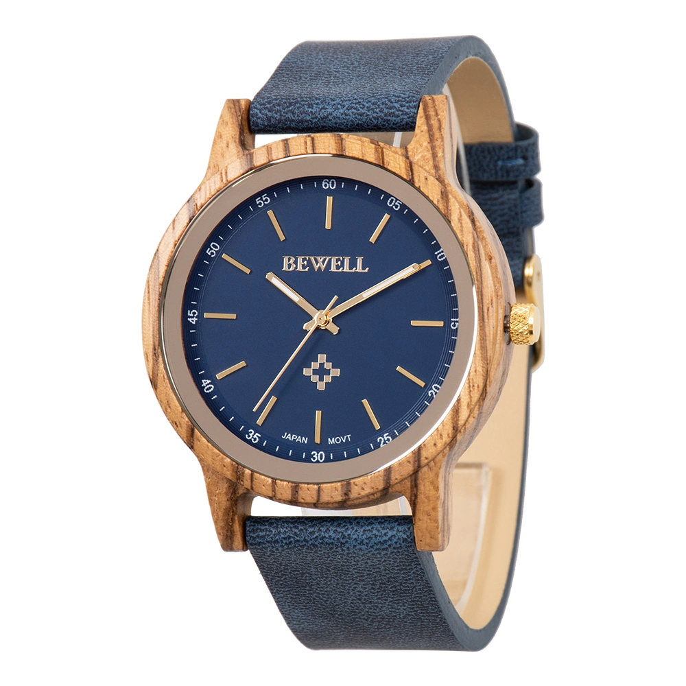 Top Gift Natural Bamboo Wooden Watch Men Genuine Leather Wooden Clock Male Hour Reloj De Madera