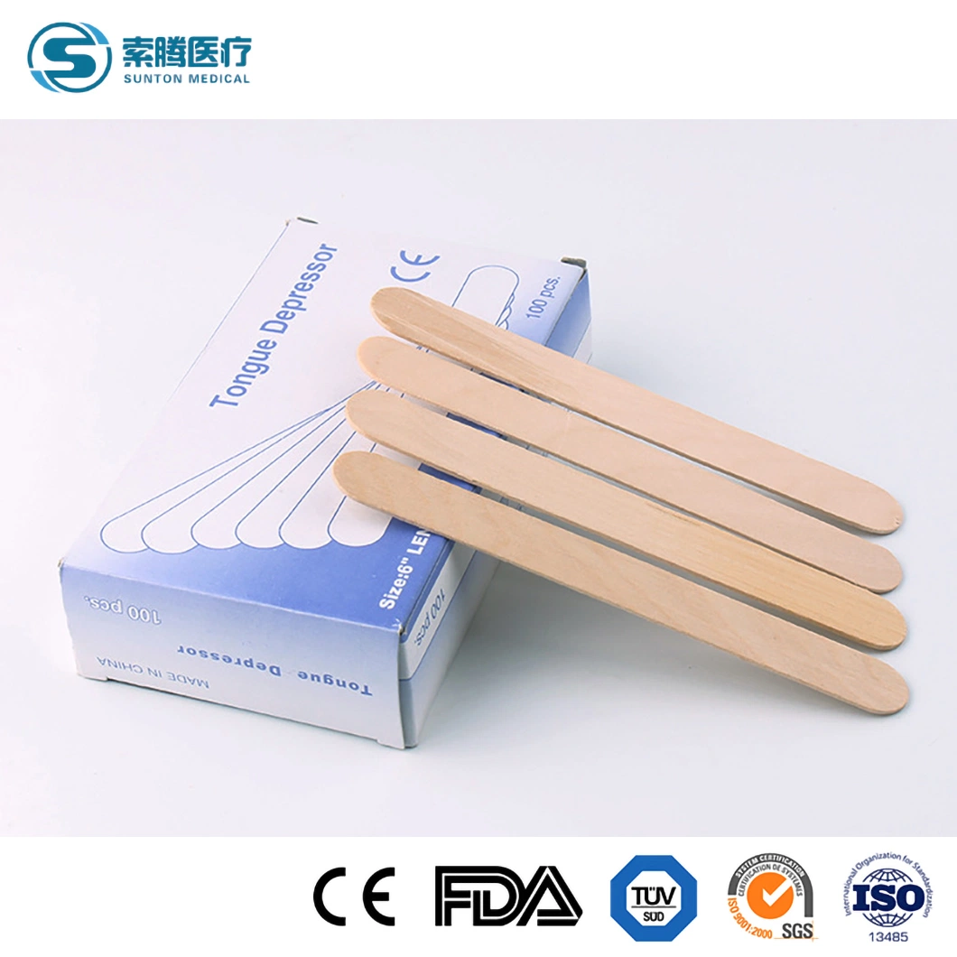 Sunton Cheap Wooden Tongue Depressor Top Sell Tongue Depressor China 100PCS/Box Packing Tounge Depressor Supplier OEM Customized Colored Tongue Depressors