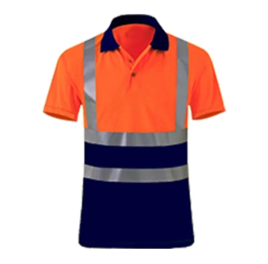 2023 Wholesale/Supplierr Price Safety Polo Short Sleeve Workwear T-Shirt Protective Hi-Vis Clothes with 5cm Reflective Tapes