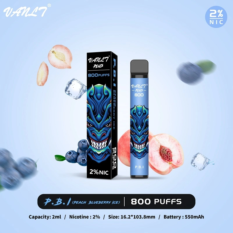 800 Puffs Peach Blueberry Ice Low Content Nicotine Healthy Smokeless Ash Electronic Cigarette No Minors