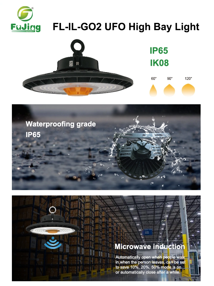Fábrica Precio al por mayor resistente al agua IP65 Iluminación industrial OVNI 100W 150W 200W LED de luz de alto nivel
