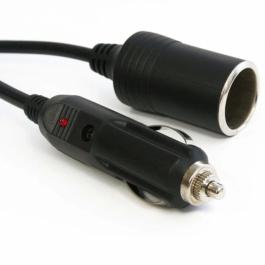 Premium 12V 15' Foot Heavy Duty Car Cigarette Lighter Socket Extension Cord, Fused (Black)