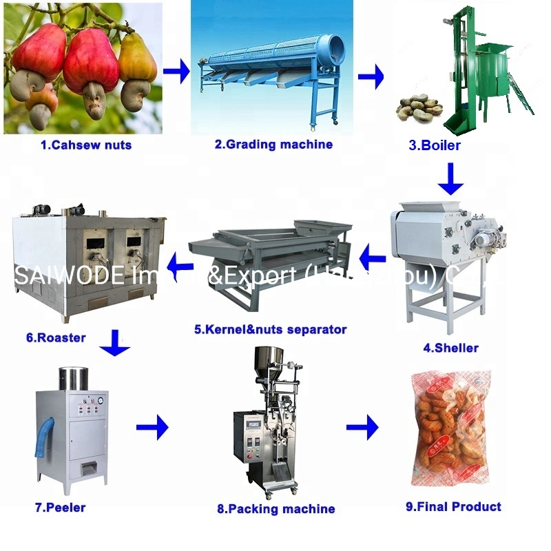 Fabrik liefern 2t pro Tag RohCashew Nut Produktionslinie