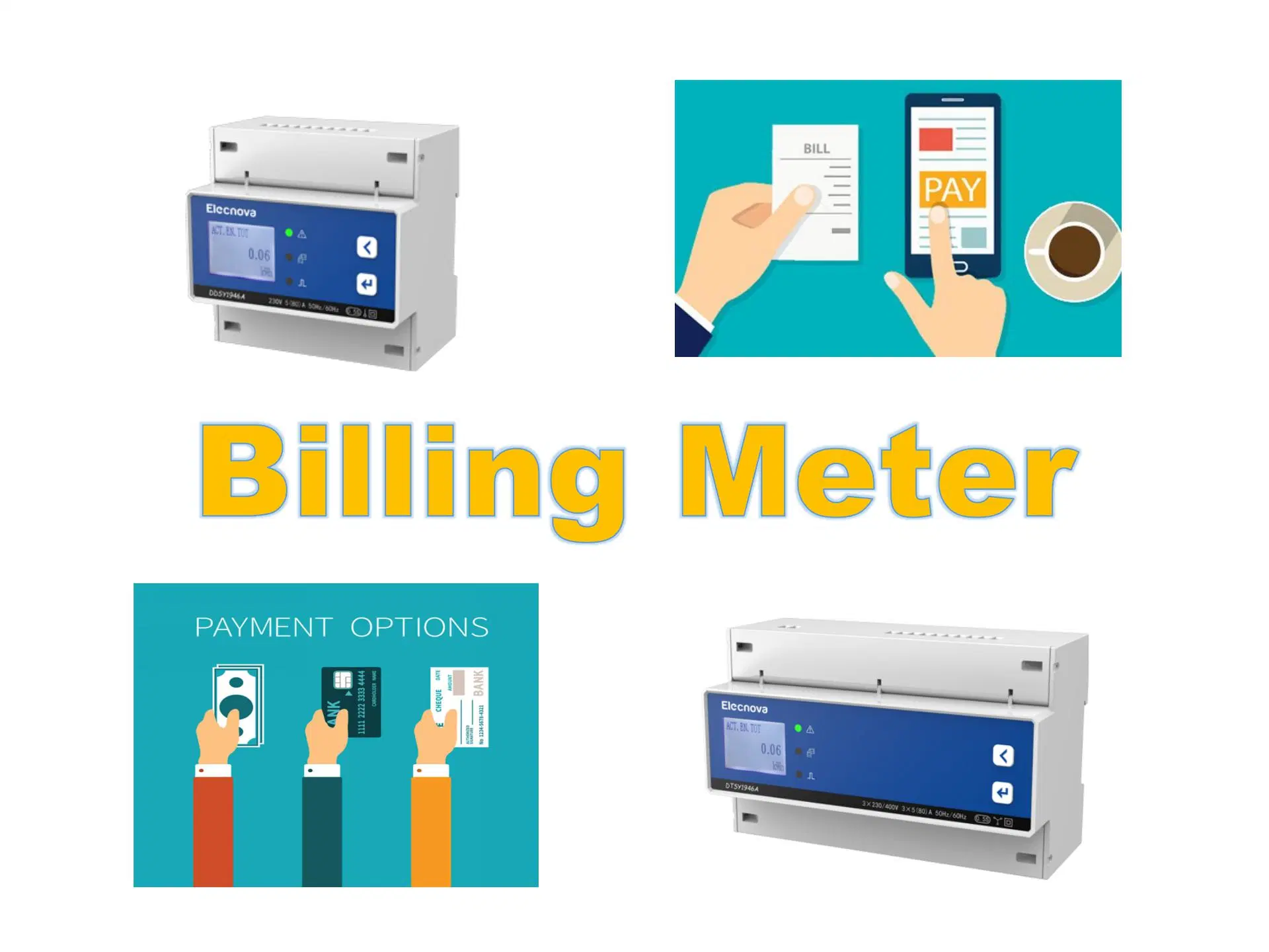 Dtsy1946A Multi-Rate Electric Energy Cloud Data Connectivity DIN Rail Remote Control de vatímetro de energía prepagado