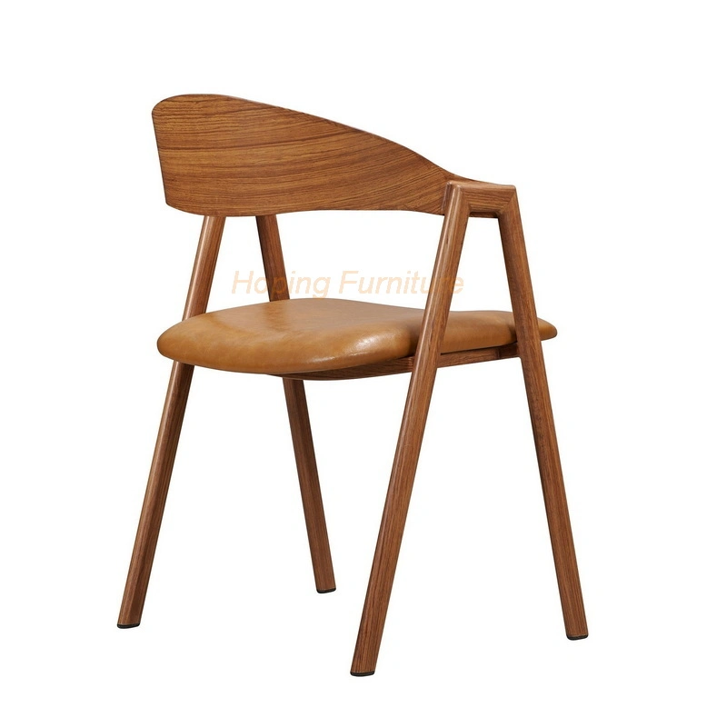 Modern Nordic Hot Sale Metal Dressing Chair Dining Chair Salon Wood Grain Metal Low Back Chair