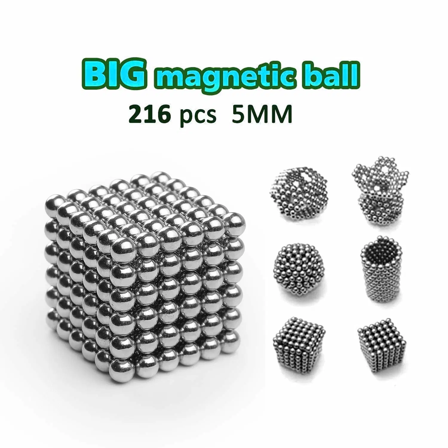 Super Strong Metal Magic Cube 3mm 216PCS NdFeB Magnetic Balls 5mm