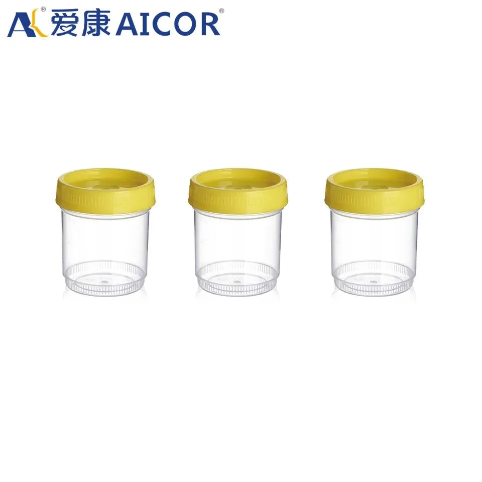 90ml 100ml 120ml Plastic Medical Disposable Graduated Sterile Sampling Specimen Cup Urine Specimen Container with Lid