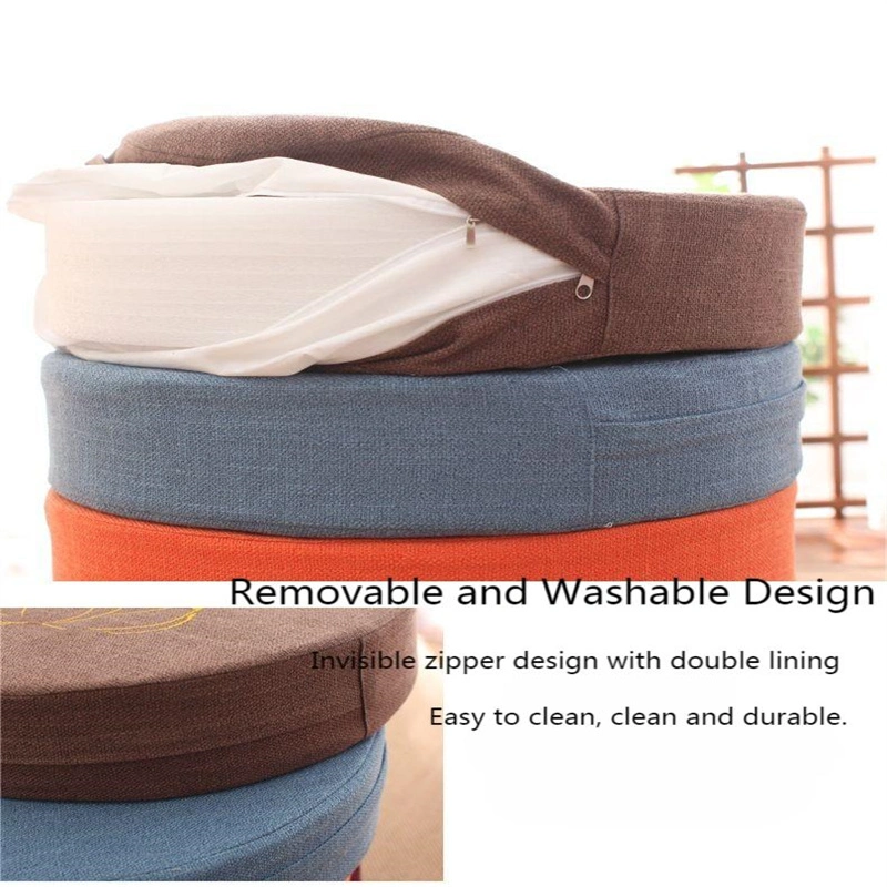 Sponge Futon Circular Cushion Made of High-Density Sponge and Cotton Linen Fabric