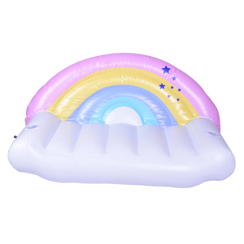 BSCI Rainbow Pool Lounger Swimming Pool Air Mattress Inflatable Swimming Pool Float