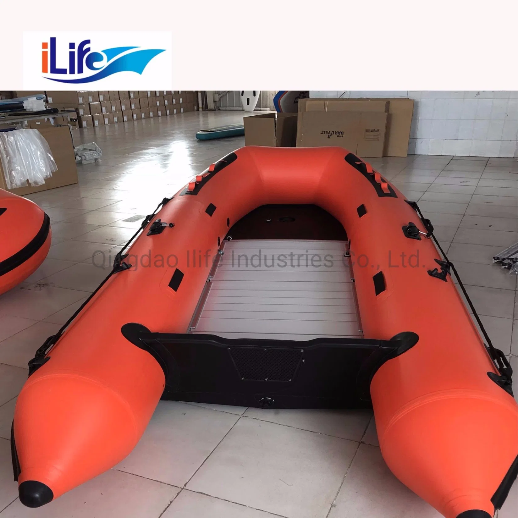 3,8 millones de Ilife/PVC Hypalon rescate inflables bote de goma de pesca con aluminio/Drop Stitch el aire y suelo de madera contrachapada