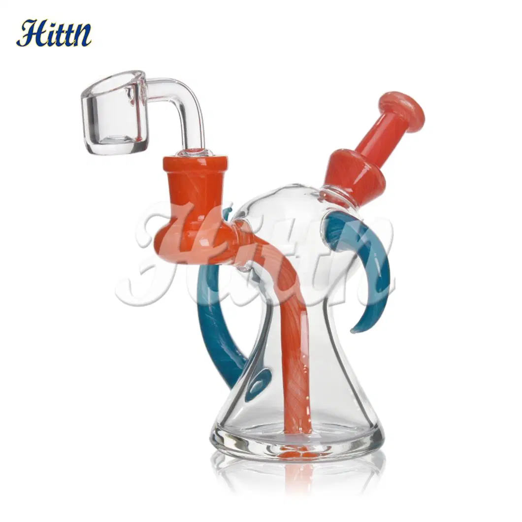 Fábrica Mixed Colors 5,3 pulgadas Horn Design Mini Smoking Pipe 14mm Banger de Cuarzo vidrio tubo de agua aceite DAB Rig