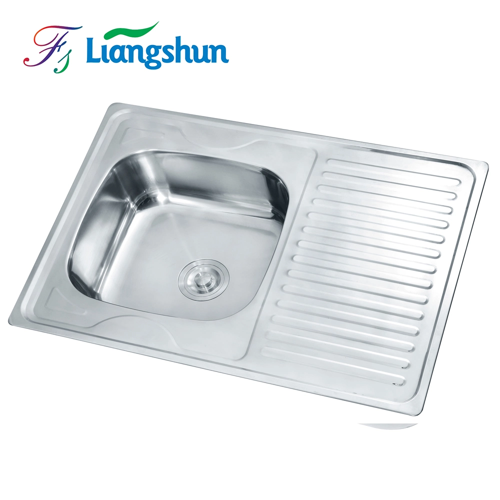 K-8060 Liangshun 80X60cm Single Bowl with Drainerboard Farmhouse Kitchen Stainless Steel Sink