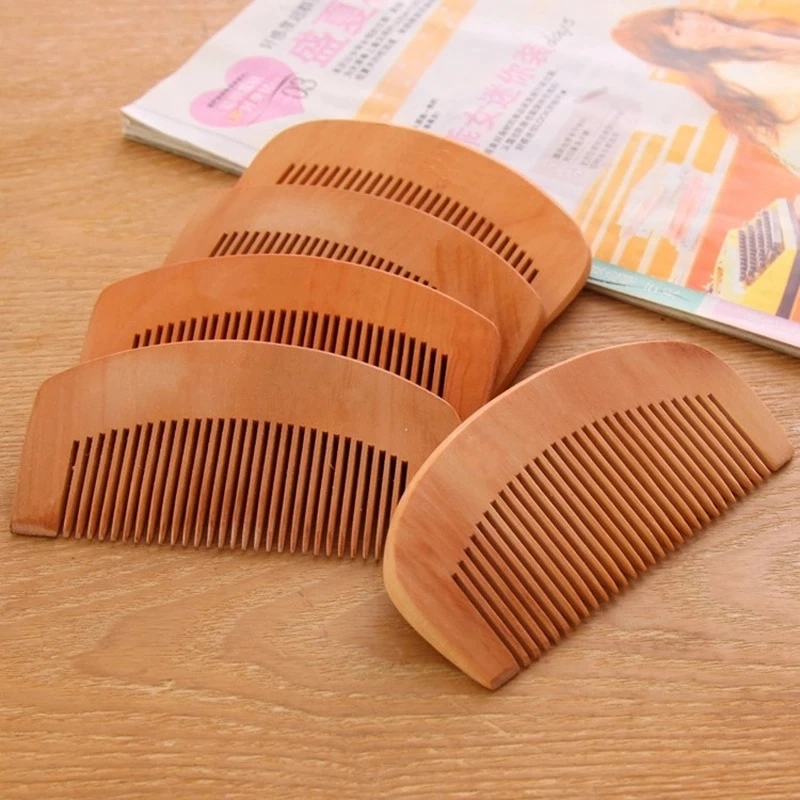 Custom Logo Natural Peach Wood Comb Close Teeth Anti-Static Head Massage Beard Hair Care Wooden Tools Beauty Accessories