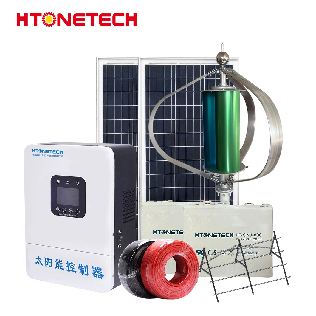 Htonetech Fabricants de systèmes hybrides éoliens 100 kW 200 kW Système d'énergie solaire éolienne Chine 10 Khw 30 Khw 50 Khw Système de générateur d'énergie solaire.