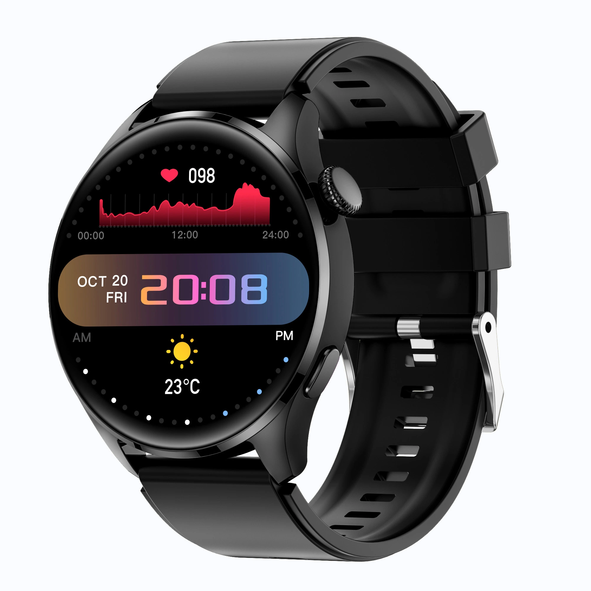 2023 Venta caliente Temporizador de la frecuencia cardiaca de la presión sanguínea de Muñeca monitor de Fitness Deportes NFC Botón Bluetooth plana Motor Smartwatch