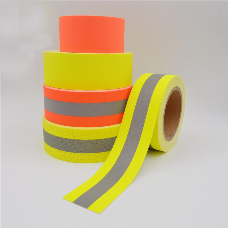 Fluorescent Yellow Flame Retardant Grade Cotton Reflective Warning Tape