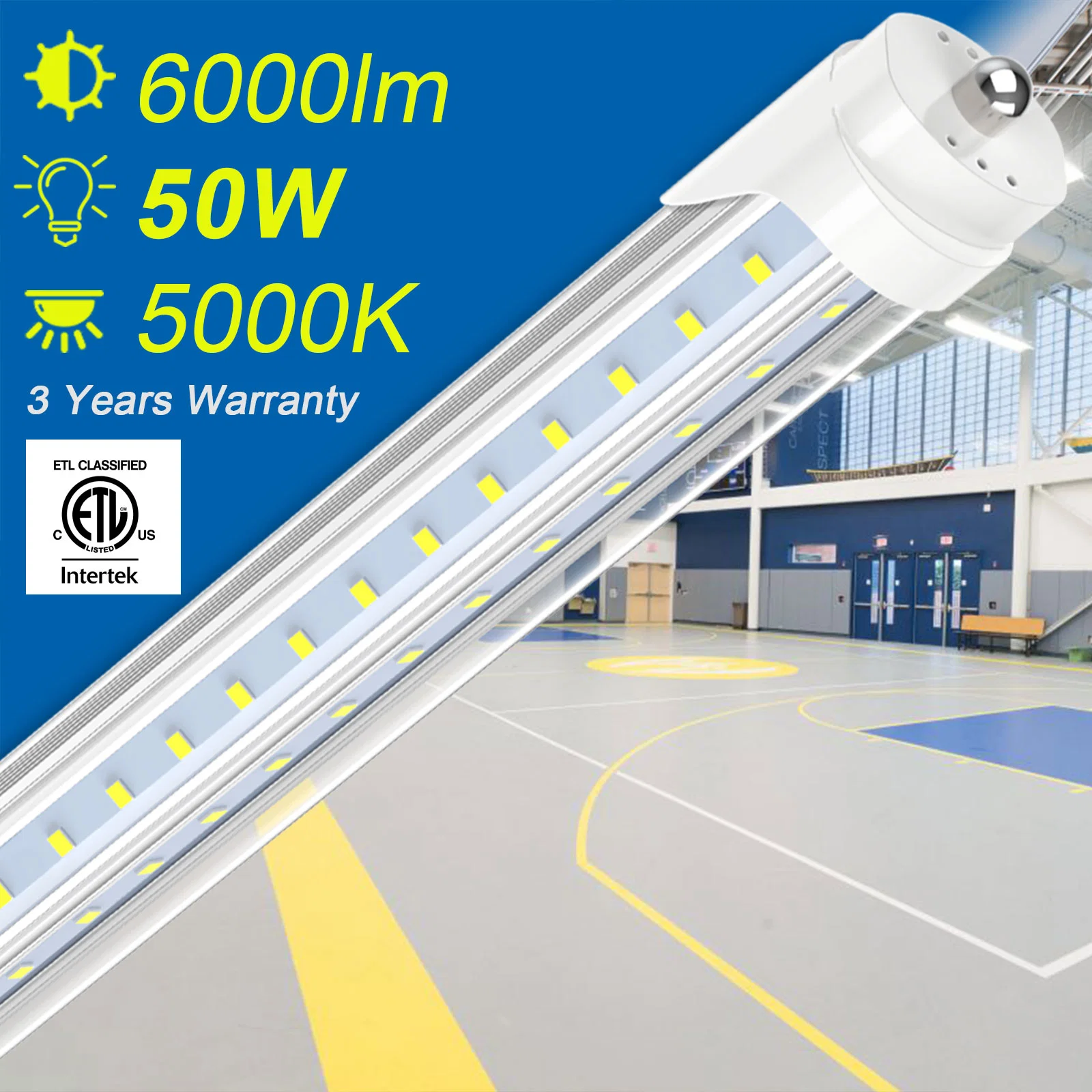 Jesled 36W 50W 72W 2400mm 240cm 2,4m 8ft, einpolig LED-Röhrenleuchte mit ETL-Zulassung für Fa8 R17D G13 Sockel