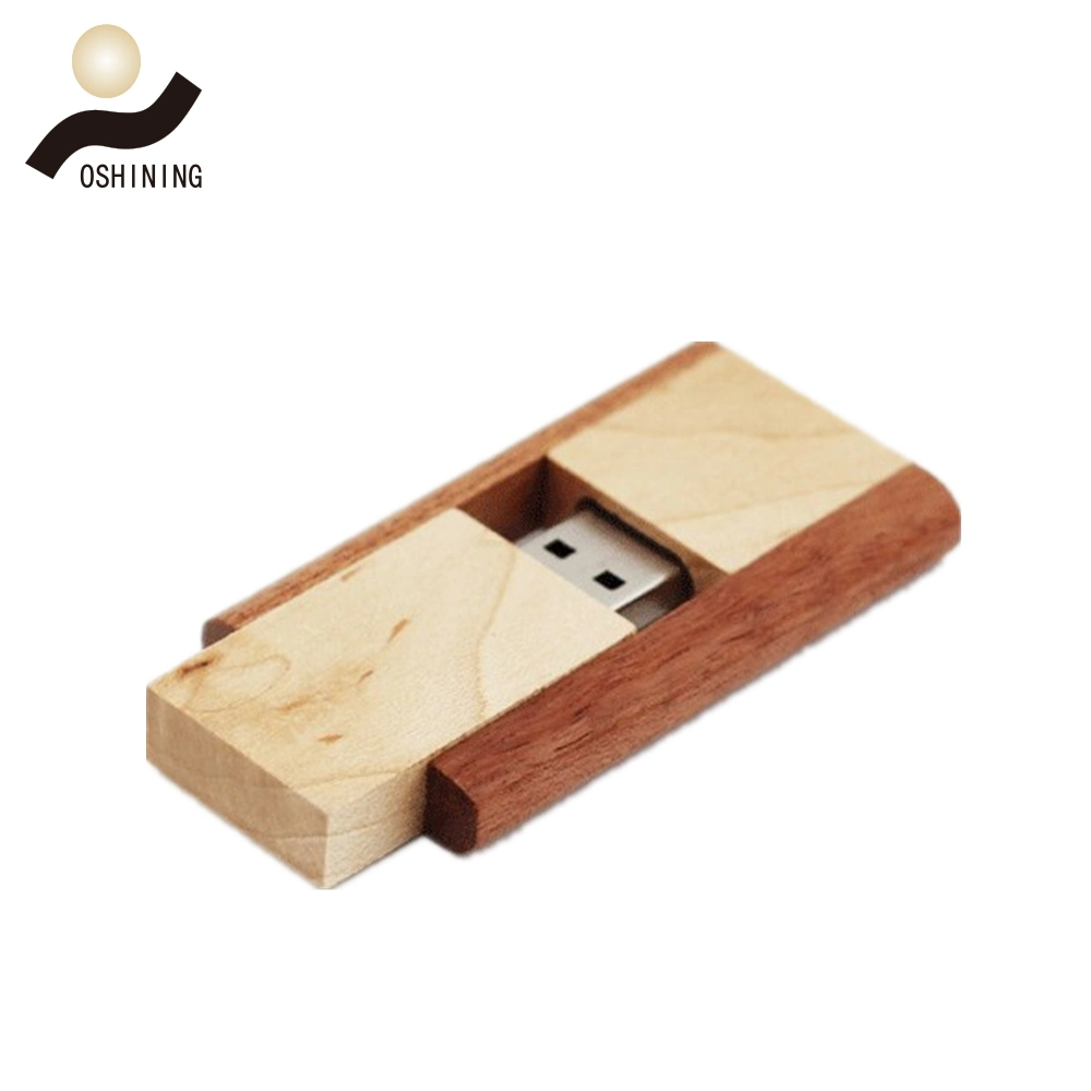 Gifts Wooden USB 2.0 Memory Stick Swivel Custom Logo Flash Drive (USB-WD305)