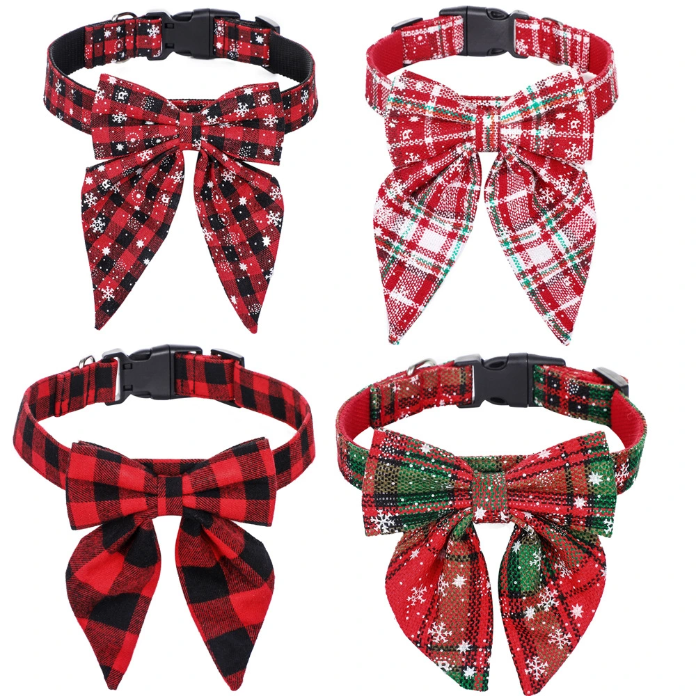 Christmas Dog Collar for Small Medium Large Dogs Cats with Bow Tie