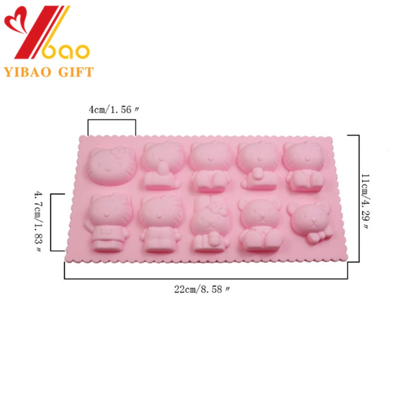 FDA Silicone Mold Custom Logo Hello Kitty Mould Soap Mold Bakeware Candy Cake Mold for Cookies (XY-CM-369)