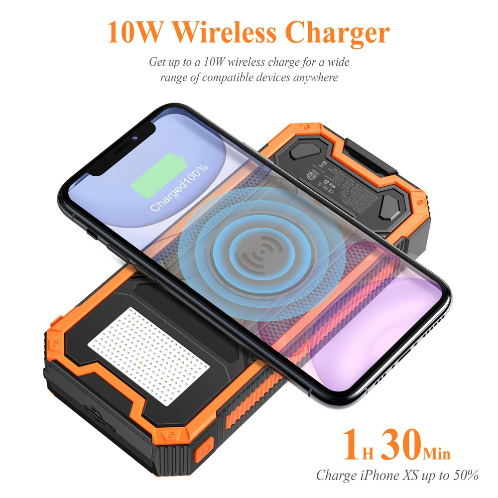 3000mAh Pd18W Qi Mobile Wireless Power Bank with LED Torch