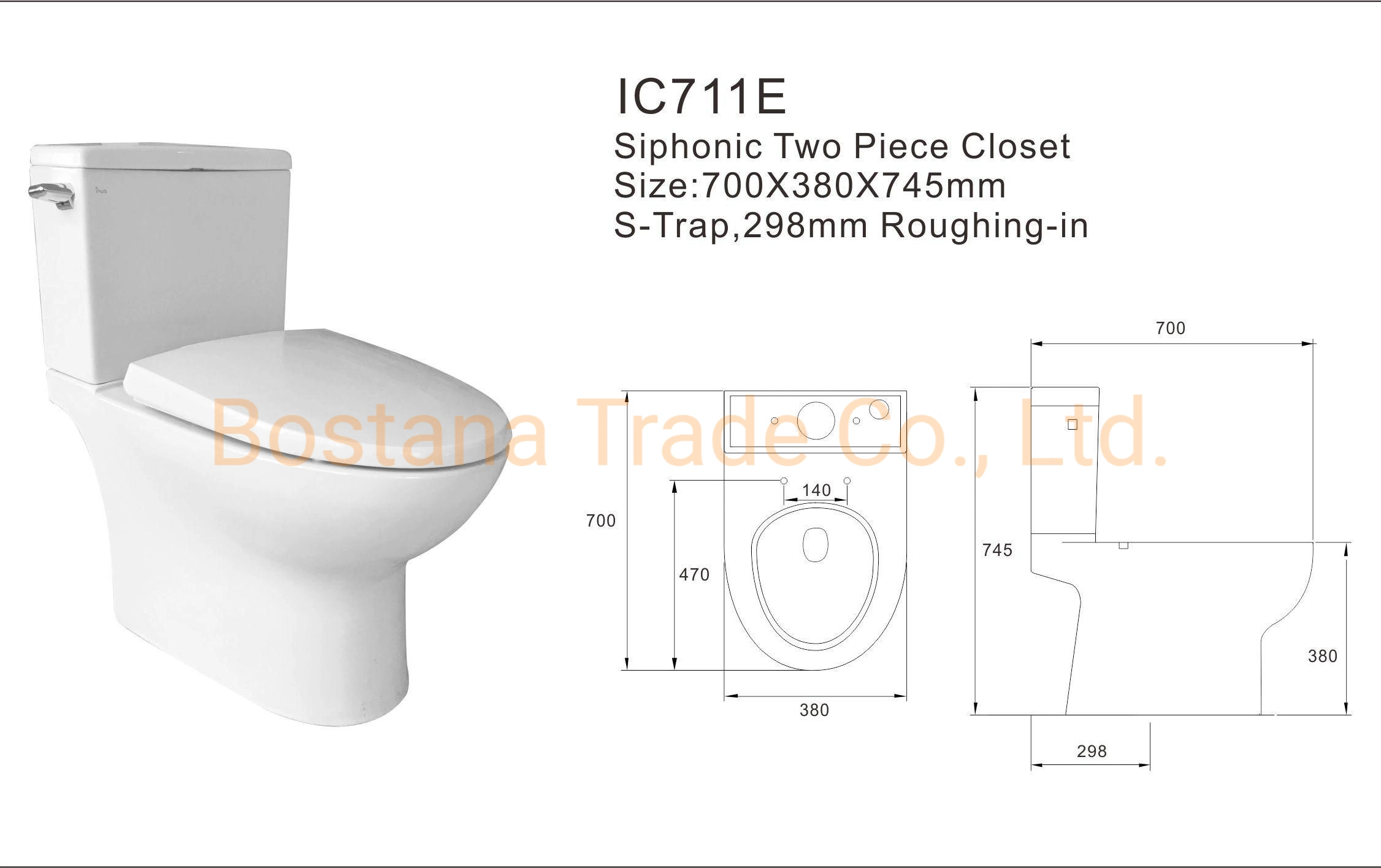 Bathroom Ceramic Sanitary Ware Two 2 Piece Set Wc Toilet with Seat Cover