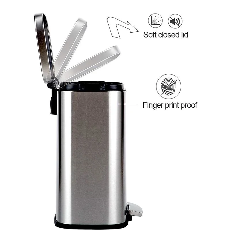 30L 50L Stainless Steel Metal Strong Kitchen Garbage Trash Can