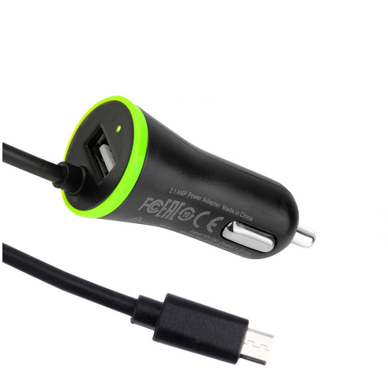 3.4A Cargador de coche Portátil con cable retráctil Micro USB de la primavera