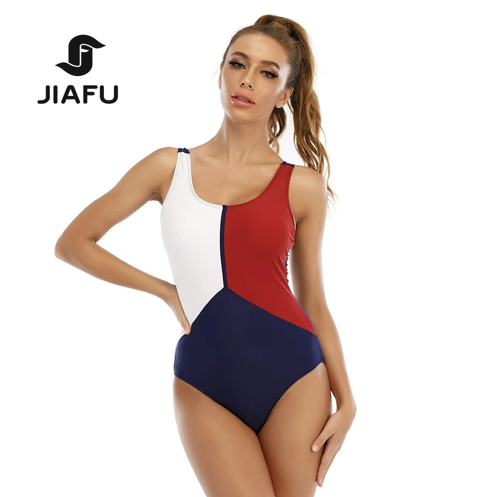 Wholesale/Supplier Woman Sports Wear Swim Suit Contrast Color Cut & Sewn Bathing Suit Swimwear