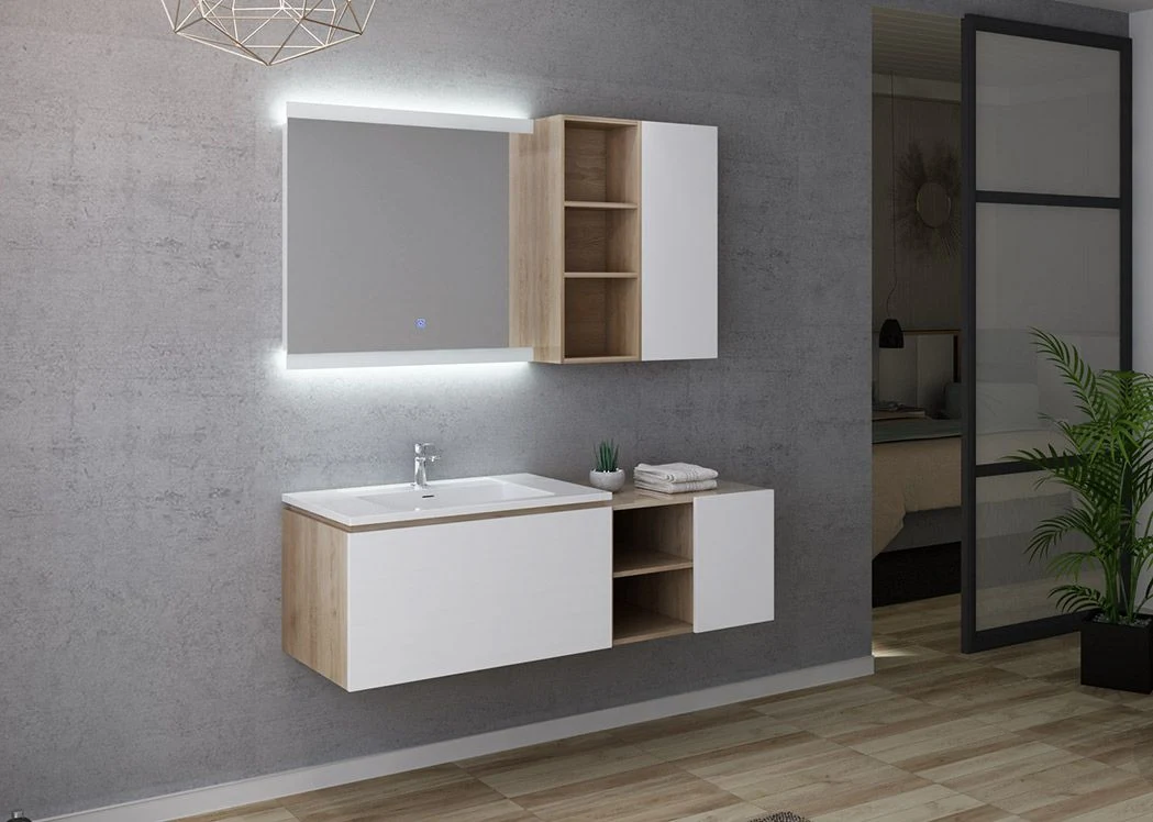 80cm Wall Hung Cabinet White Bathroom Furniture Set with One Basin